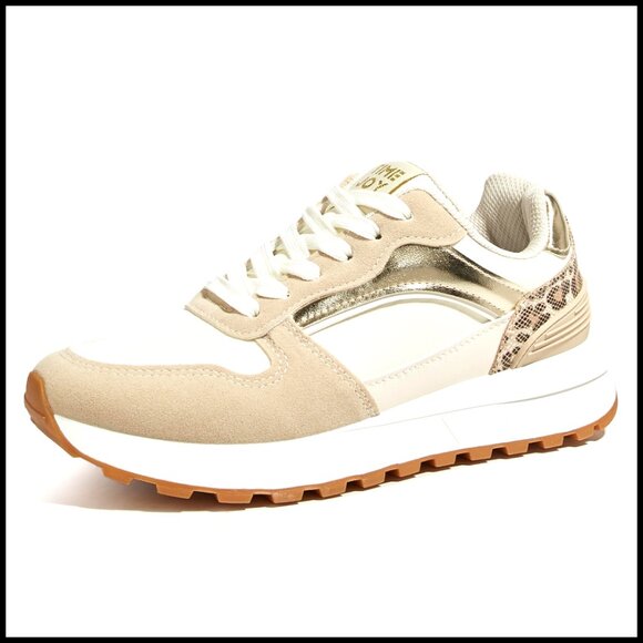 Retro Platform Sneakers Chunky Oxford Fabric Lace-Up Shoes Tennis Walking
